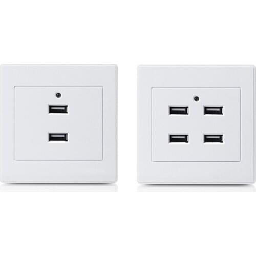 2/4 Ports USB Electrical Socket Wall Mounting Charger Station Power Adapter Plug Drop Shipping