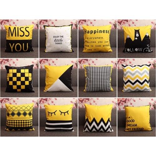 45x45cm Yellow Cute Bear Diamond Pillowcase Geometric Throw Cushion Pillow Cover Printing Cushion Pillow Case Bedroom Office