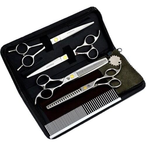 7 inch Pet Dog Cat Hair Clippers Pet Dog Gromming Scissors Pet Straight &Thinning & Up Curved Scissors Kit Pet Gromming Tools
