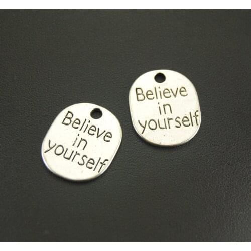 8 Pcs Silver Color Believe In Yourself Charm Handmade Charms Pendants Jewelry Findings A612
