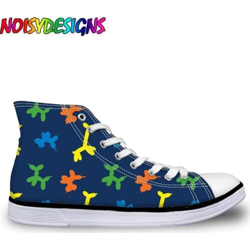 NOISYDESIGNS Women Shoes Casual Breathable Balloon Dogs Print Vulcanize Shoes For Female Teenage Girls Sneakers High Top
