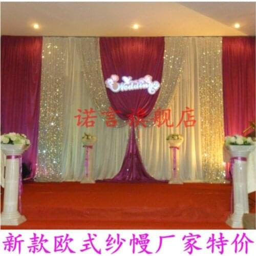 2017 paillette wedding backdrop Romantic 3X6 Meters Ice Material Soft Wedding Backdrops Wedding stage decor