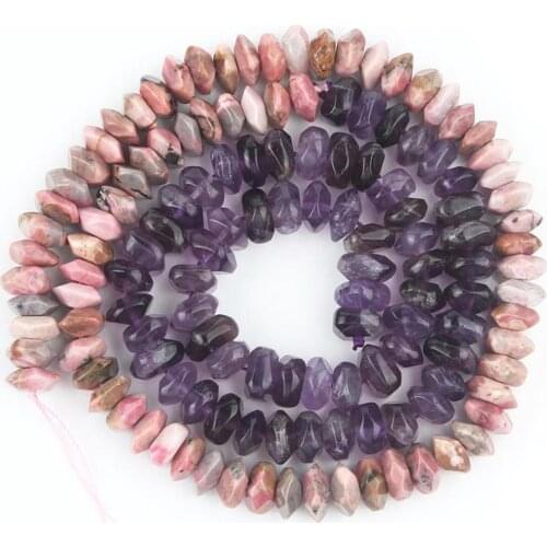 6x11mm Natural Stone Rhodonite Amethysts Beads Irregular Rhombus Loose Spacer Beads For Jewelry Making DIY Bracelet Accessories