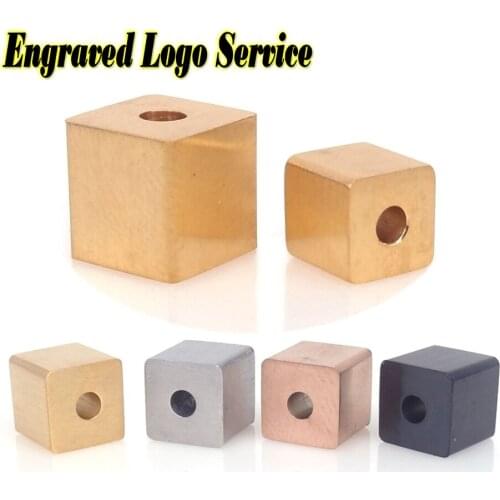 6mm 8mm Customized Engraved Logo Cube beads Stainless Steel Customer Bead For Personalized Brand Bracelet Jewelry DIY Laser Bead