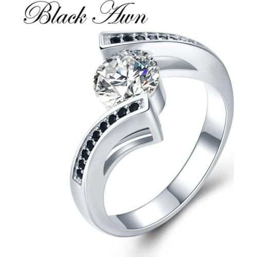 BLACK AWN 2021 New Genuine 100% Sterling 925 Silver Jewelry Square Engagement Rings for Women Gift C477