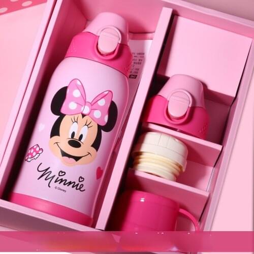 Disney childrens thermostat, double lid straw, easy to drink water bottle stainless steel glass hydro flask coffee mug