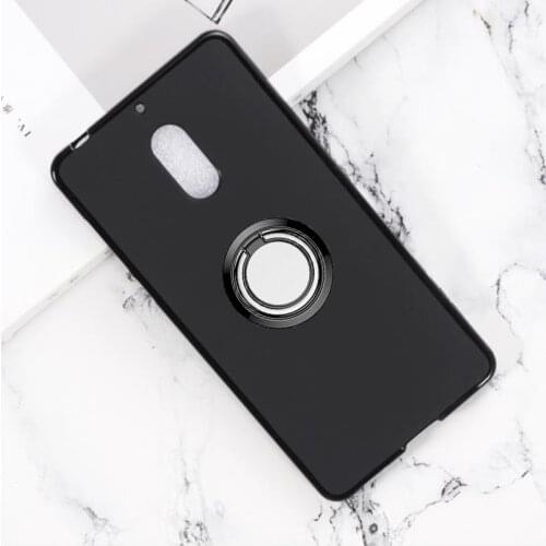 For Nokia 6 (2017) Back Ring Holder Bracket Phone Case Cover Phone TPU Soft Silicone Cases for Nokia 6 2017 5.5"