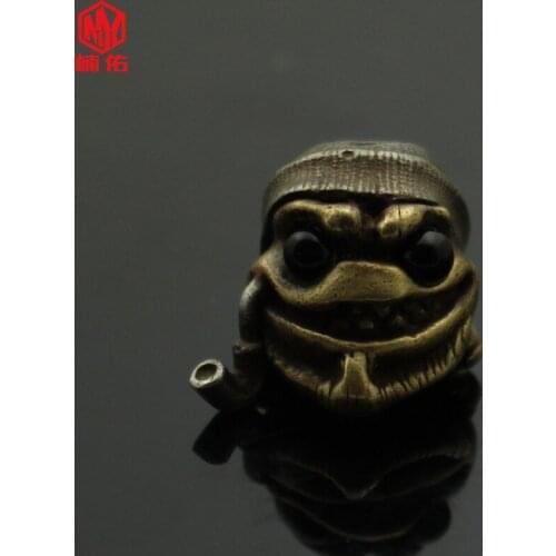 EDC Keychain 1PCS Frog Brass Knife Bead Outdoor Survival Bracelet Braided Paracord Pendant