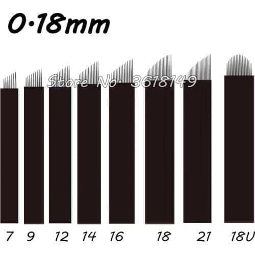 316 Stainless Steel Laminas Tebori 0.18mm Microblading Needles 9 12 14 18 15U 14U 18U Tattoo Needle Permanent Makeup Eyebrow