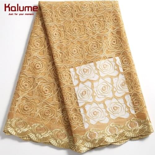 Kalume 2021 New Fashion African Lace Fabric Cheap Nigerian Tulle Lace Fabric For Party Dress French Mesh Lace Fabrics F2274
