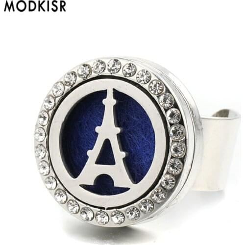 MODKISR Wholesale Stainless Steel The Pagoda 25mm Fashion Joker Aromatherapy Essential Oil Diffuser Women Rings Jewelry Ring