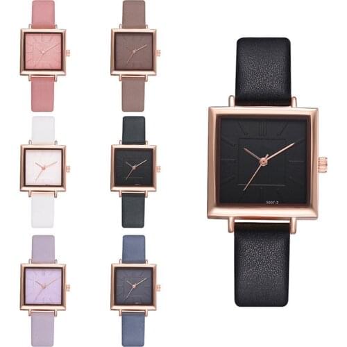 Korean Women Watch Wristwatch Simple Quartz Watches Electronic Pin Buckle Adjustable Square Jewelry Accessories Solid 7 Colors