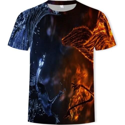 Summer new mens compassionate animal pattern 3D printing Harajuku mini animal street cool O-neck compassionate shirt