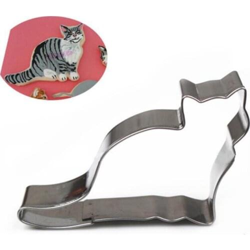 1pcs cute sitting cat Metal Cookie Cutter Fondant Tool Cupcake topper Biscuit die cut Pastry sandwich bread mold