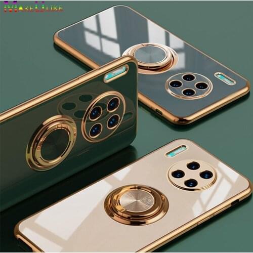 Ring Soft Case For Huawei Mate 20 30 Pro 20Pro 30Pro Case Anti-drop Golden Edge Cute Stand Cover For Huawei Mate30 Mate20 Case
