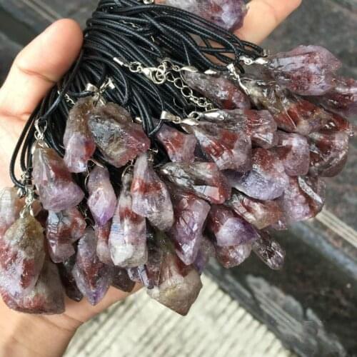 Natural crystal stone pendant necklace diy accessories Auralite23 Natural Rough Crystal Point Large Amethyst