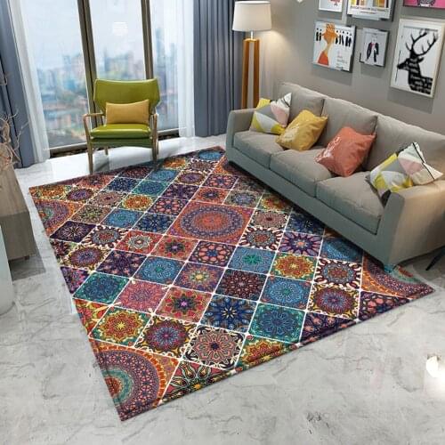 Non-slip Mandala Style Colorful Floral Pattern Rug Floor Mat Living Room Bathroom Kitchen Living Room Bedroom Carpet Decor Rugs