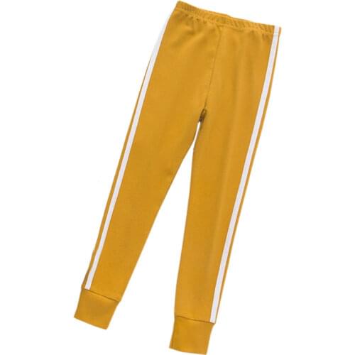 Autumn Winter New Kids Girls Fashion Side Stripe Elastic Skinny Cotton Leggings Sweatpantsfor Girl Sports Trousers Dropshipping