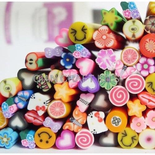 200pcs Mixed Polymer Clay Canes Rods Sticks Nail Art Stickers Handmade & Nails DIY Decorations 3mm-6mm miniature