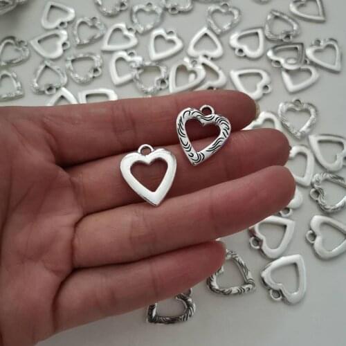 Alloy Charm Pendant Antique Silver Plating Heart Charms Pendant For Jewelry Making 16*19mm