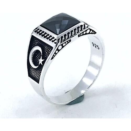 The moon the stars Simple Polite Silver Men 'S Ring