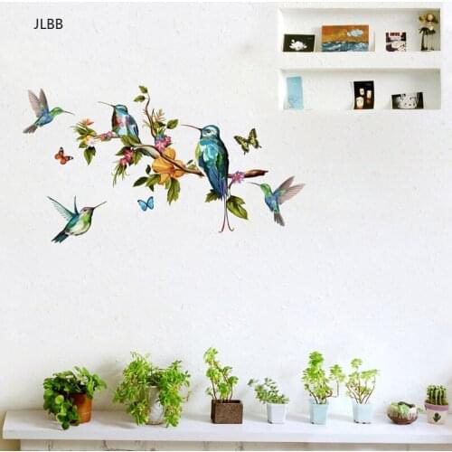 Multicolor Butterflies and birds flying Wall Sticker Living room bedroom decorations wallpaper Mural Removable stickers