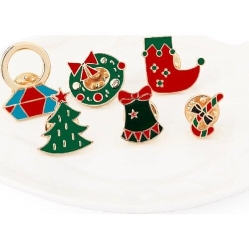 Brooch Christmas Drip Oil Alloy Brooch Pins Alloy Pin Mini Brooch Christmas Accessories Collar christmas tree clothes brooch