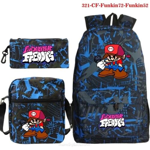 Friday Night Funkin Backpack 3 Pcs/set for Students Boys Girls Anime Schoolbags Pencil Case Crossbody Bags Kids Cartoon Knapsack