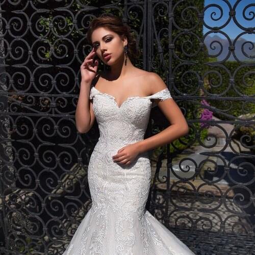 Sexy Mermaid Wedding Dress Beach Appliques Lace Off The Shoulder Mariage Vestido De Noiva White Bridal Gowns