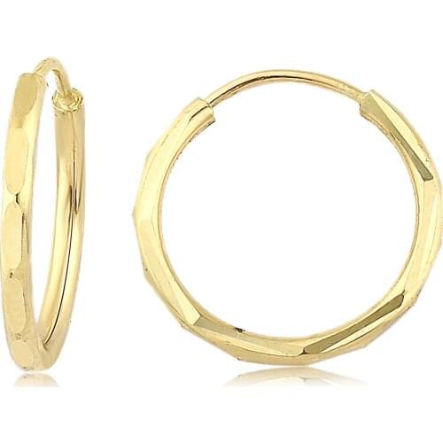 14k Pen Hoop Earrings Yellow (2. Model 2. Size) W4E35020