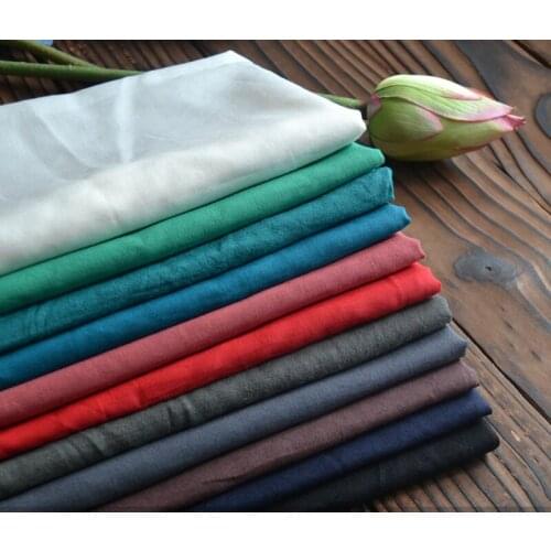 Width 53'' High Grade Summer Thin Slub Solid Color Cotton Linen Fabric By The Half Yard For Shirt Dress Material
