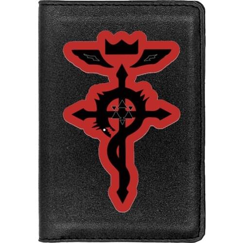 High Quality Leather Vintage Fullmetal Alchemist Symbol Passport Cover ID Credit Card Case