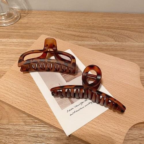 Women Korean Geometric Hair Claw Lady Fashion Leopard Print Hair Clip