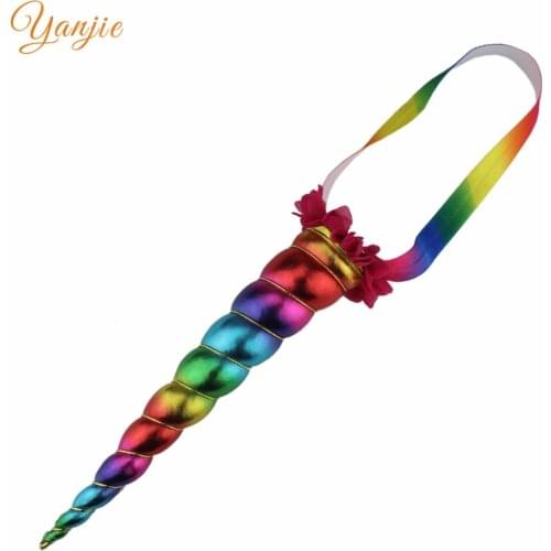 1PC Large Unicorn Headband Metallic Cosplay Festival Horse Horn Headband Trendy Girls Hair Accessories For Kids Headwear