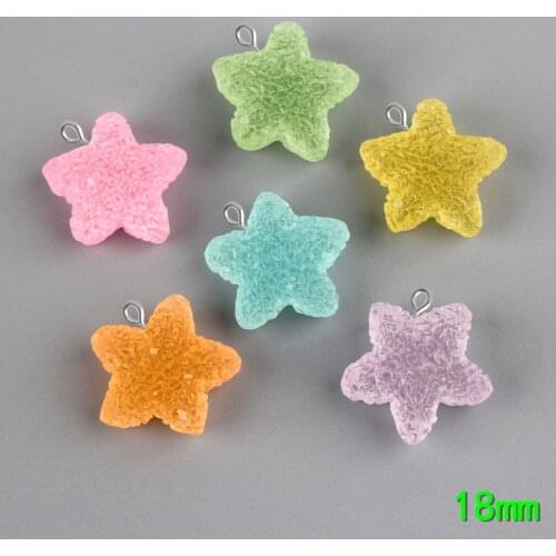 10pcs 18MM DIY resin Jelly color star sugar candy charms cabochon ornament craft pendants decoration jewelry making material