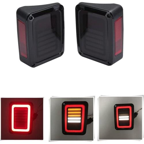 2 Pack-US Version DOT Approved LED Smoked Tail Lights Brake Reverse Turn Signal Light Back Up For 2007-2017 Jeep Wrangler JK
