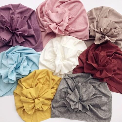 20pc/lot New Baby Boys Girls Bloom Flower Hats,Cotton Soft Turban Hats Beanies Hat Caps For Toddler Kids Newborn Children Caps