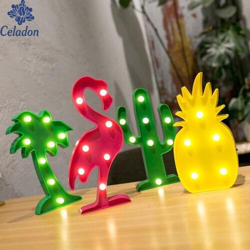 2018 Super fashion ins style plastic LED lamp flamingo cactus shapr lamp for christmas glow party supplies home decoration