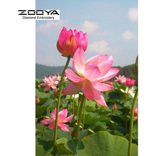 3D Diamond Painting Cross Stitch Beautiful Lotus Rhinestone Crystal Needlework Diamond Embroidery Full Diamond Decorative BJ516
