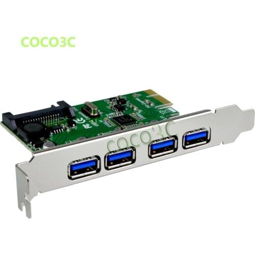 4 USB3.0 to PCIe Card PCI-e 4 ports USB3.0 extender cards PCI Express to USB3.0 adapter card SATA power supply
