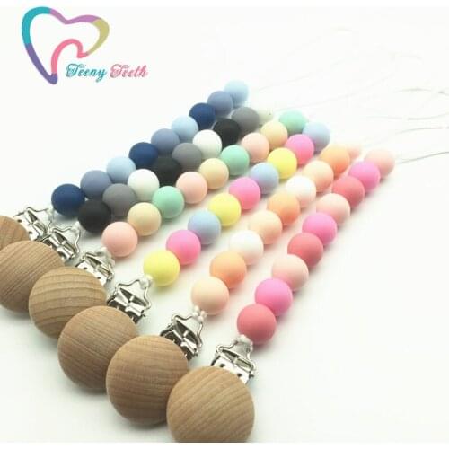 Teeny Teeth 5pcsBaby Nursing Accessories Pacifier Clip Chewable Silicone Beads Food Grade Round Dummy Clip Baby Teether Pendants
