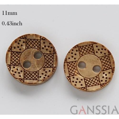 50Pcs/lot Size: 11mm,2 Holes,Natural Coconut Buttons,Cute Style Pattern Design,Clothing Sewing Accessories(ss-705)