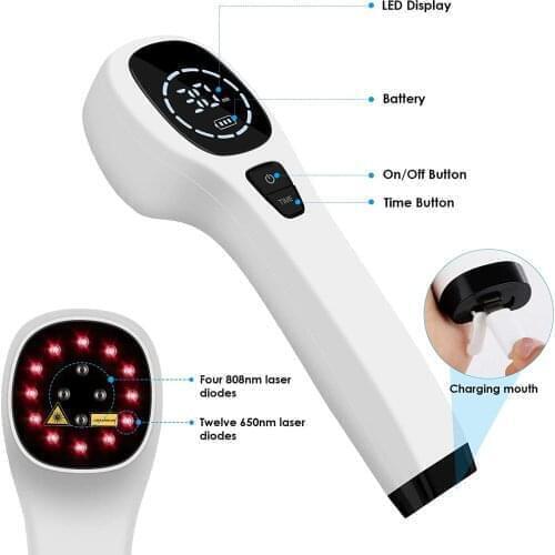 808nm 650nm Physical Therapy Cold Laser Therapy Back Pain Equipment Anti-inflammatory Sterilization Promote Wound Healing