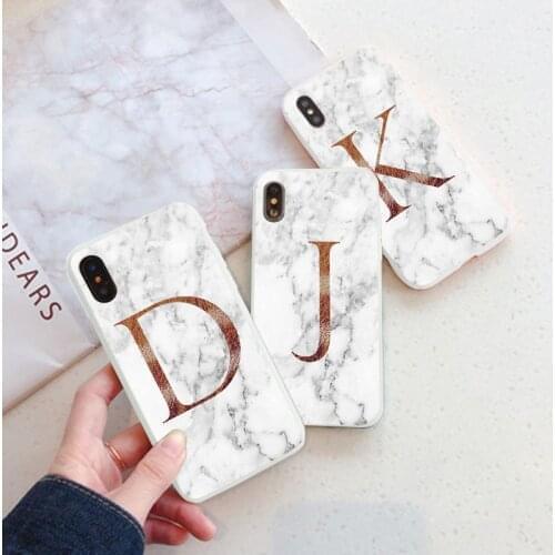 Alphabet Phone Case For OPPO A5 A53 A32 7 6 Pro A15 Reno4 Lite A93 Letter Marble Soft Silicone Protective Shell Back Cover Etui