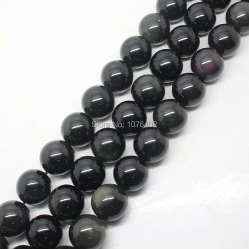 Free shipping! Wholesale 28pcs! 14mm Natural Black Obsidian Round Loose Beads