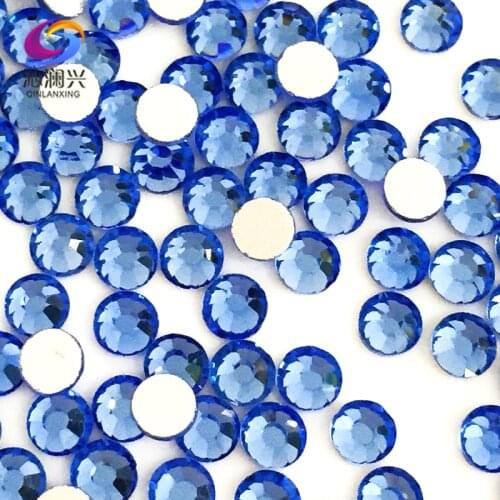 Free shipping SS3-SS34 Light blue color Non HotFix flatback Top-level glass crystal 3D Nail Art Rhinestones diy Decorations MFQL