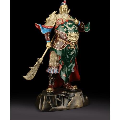 Large Southeast Asia High-grade buddha Home store company Shrine Good luck God of wealth GUAN GONG color copper statue