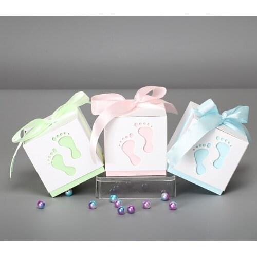 5Pcs Feet Shaped Party Wedding Baby Shower Favor Paper Gift Boxes Birthday Supplies European Hollow Wedding Candy Box