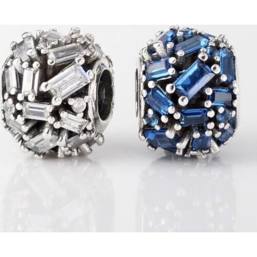 Free Shipping 925 Sterling Silver Blue white Chiselled Elegance Charms Fit Original Bracelets For Women DIY Jewelry S925 Beads