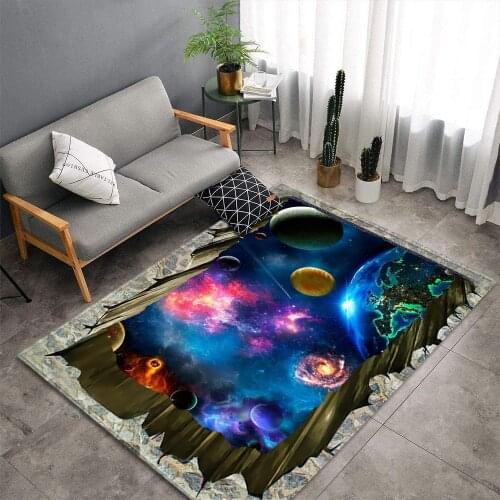 Child Game Carpet Colour Galaxy Space Pattern 3D Printed Carpets Kids Room Play Large Area Rug Soft Flannel Baby Crawl Floor Mat